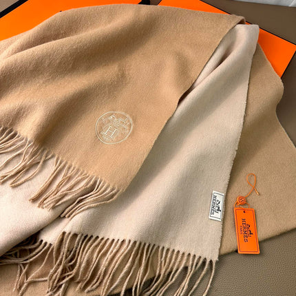 DOUBLE-FACE SCARF 200 CM IN CAMEL BROWN CASHMERE