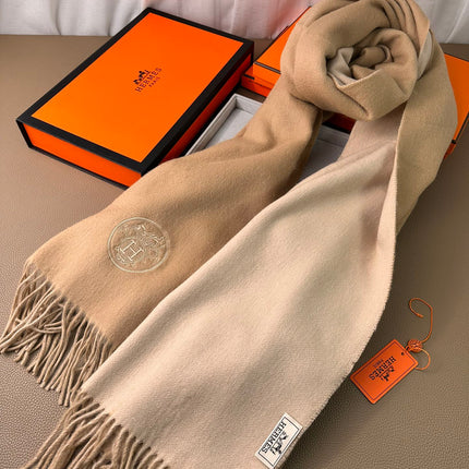 DOUBLE-FACE SCARF 200 CM IN CAMEL BROWN CASHMERE