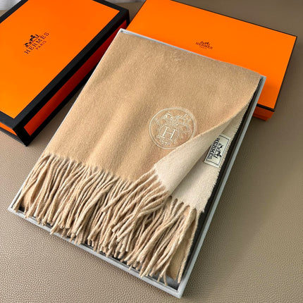 DOUBLE-FACE SCARF 200 CM IN CAMEL BROWN CASHMERE