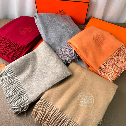 DOUBLE-FACE SCARF 200 CM IN CAMEL BROWN CASHMERE