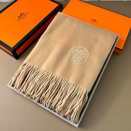 DOUBLE-FACE SCARF 200 CM IN CAMEL BROWN CASHMERE