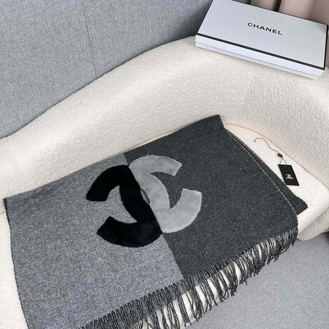 SCARF 200 CM IN MOUSE GRAY CASHMERE AND WOOL 399795