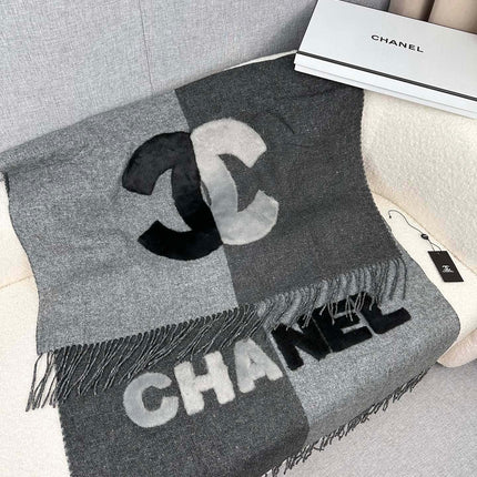 SCARF 200 CM IN MOUSE GRAY CASHMERE AND WOOL 399795