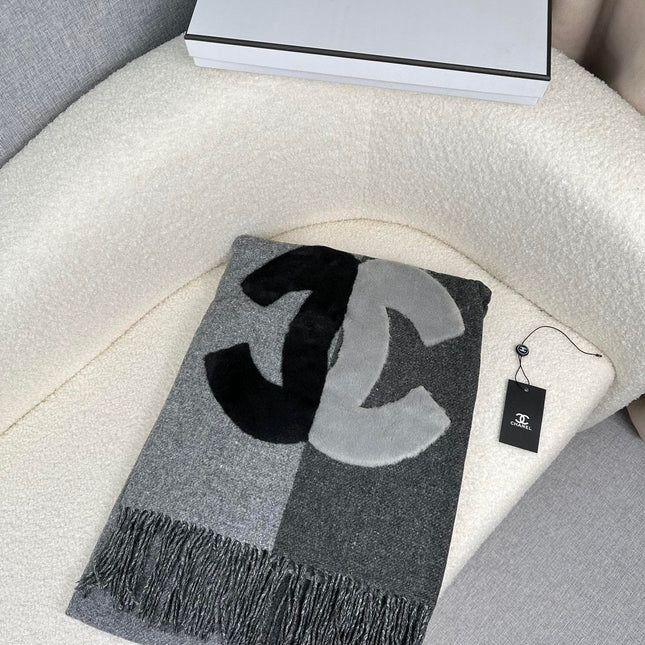 SCARF 200 CM IN MOUSE GRAY CASHMERE AND WOOL 399795