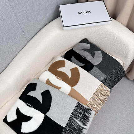 SCARF 200 CM IN CIDER BROWN MIX WHITE CASHMERE AND WOOL 399796