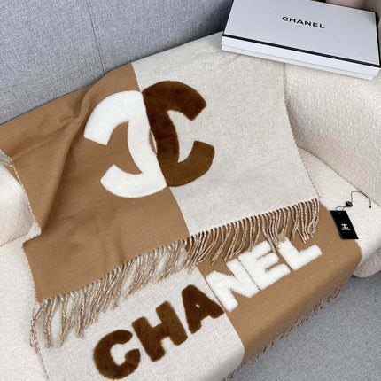SCARF 200 CM IN CIDER BROWN MIX WHITE CASHMERE AND WOOL 399796