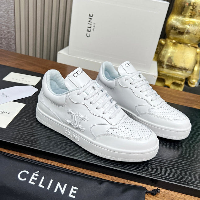 SNEAKER WITH TRIOMPHE IN WHITE CALFSKIN