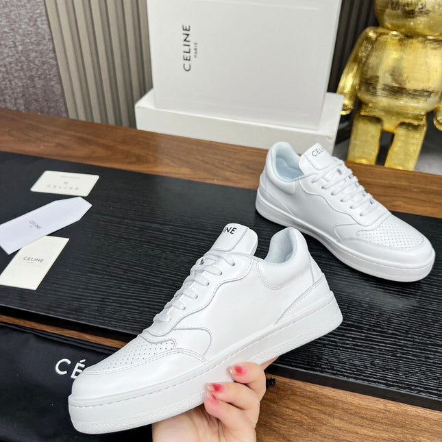 SNEAKER WITH TRIOMPHE IN WHITE CALFSKIN