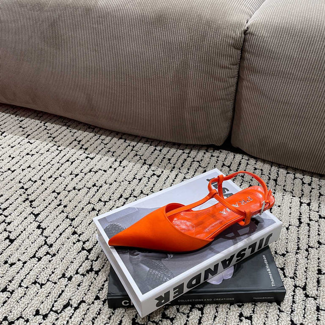 PRA SATIN SLINGBACK PUMPS BRIGHT ORANGE