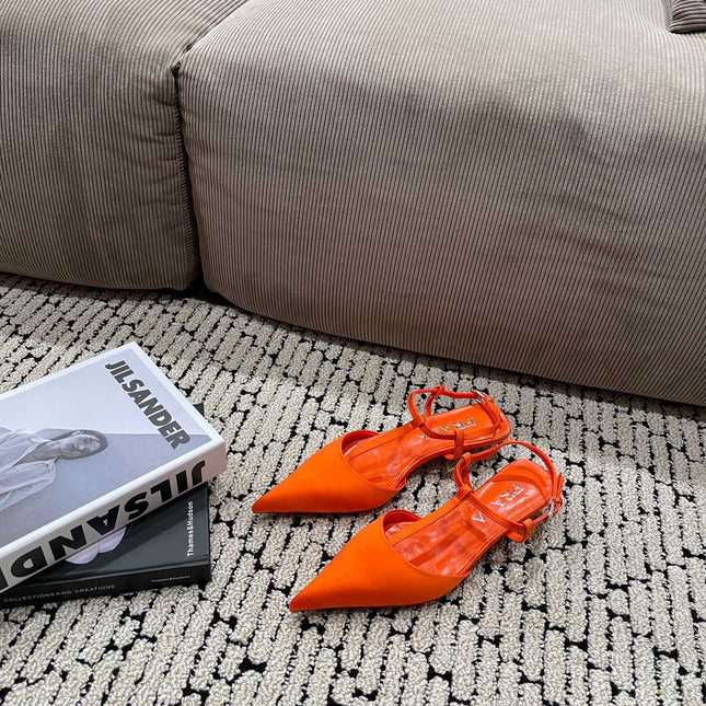 PRA SATIN SLINGBACK PUMPS BRIGHT ORANGE