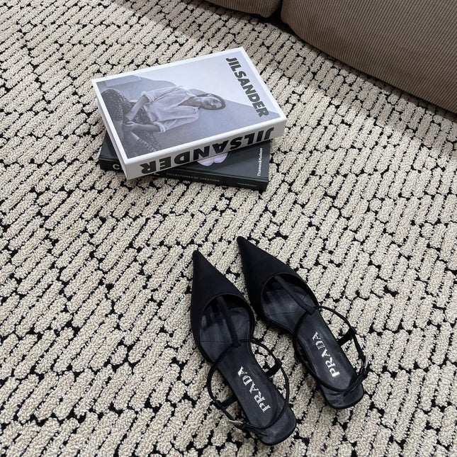 PRA SATIN SLINGBACK PUMPS BLACK