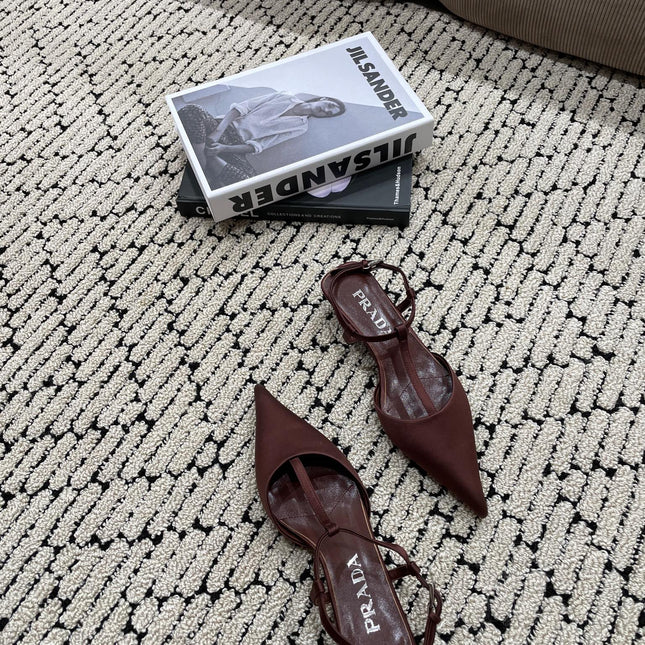 PRA SATIN SLINGBACK PUMPS CHOCOLATE