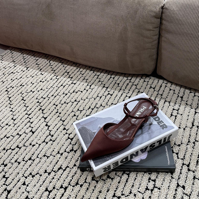 PRA SATIN SLINGBACK PUMPS CHOCOLATE