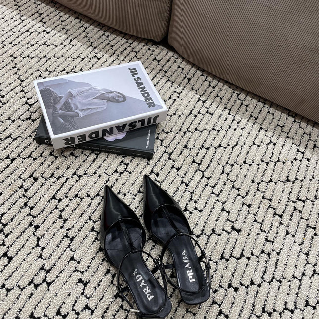 PRA PATENT LEATHER SLINGBACK PUMPS BLACK