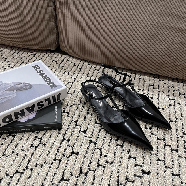 PRA PATENT LEATHER SLINGBACK PUMPS BLACK