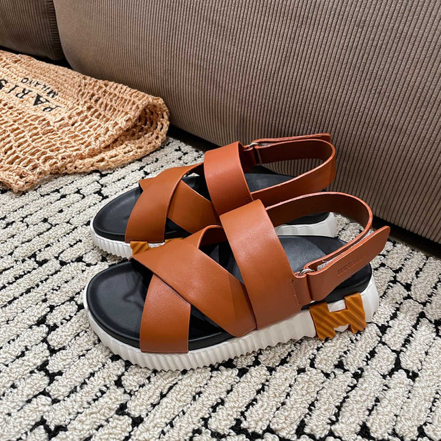 ELECTRIC SANDAL BLACK MIX CARAMEL CALFSKIN