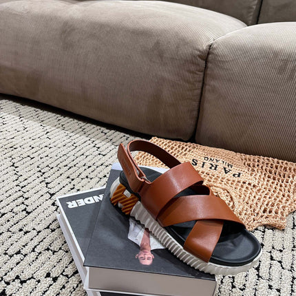 ELECTRIC SANDAL BLACK MIX CARAMEL CALFSKIN