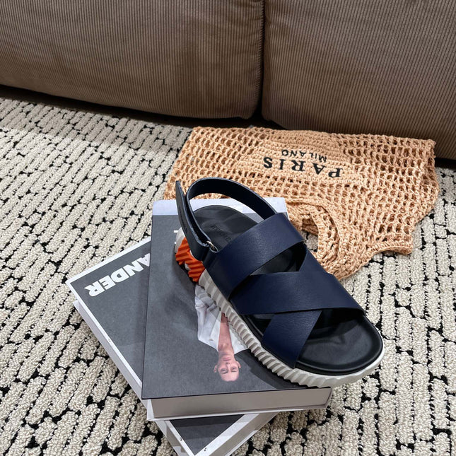 ELECTRIC SANDAL BLACK MIX NAVY CALFSKIN