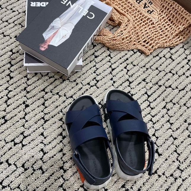 ELECTRIC SANDAL BLACK MIX NAVY CALFSKIN