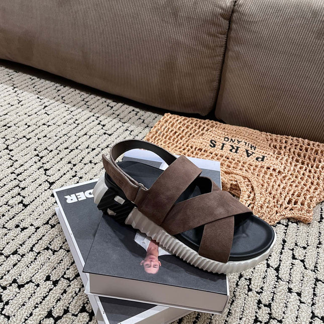 ELECTRIC SANDAL BLACK MIX BROWN SUEDE