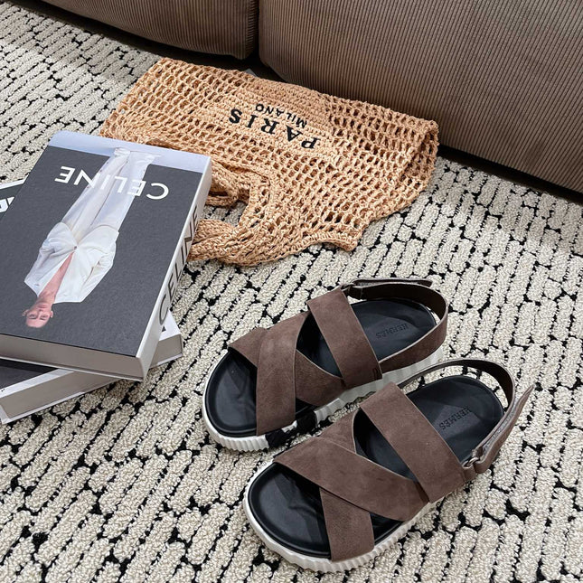 ELECTRIC SANDAL BLACK MIX BROWN SUEDE