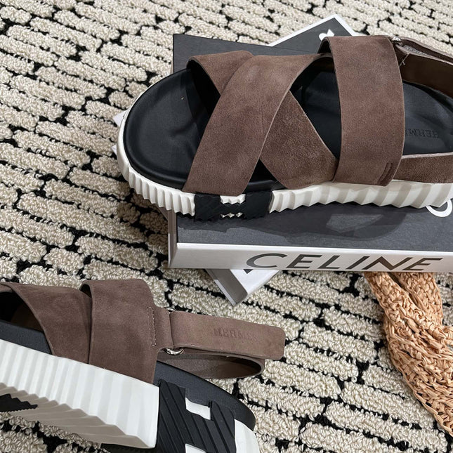 ELECTRIC SANDAL BLACK MIX BROWN SUEDE
