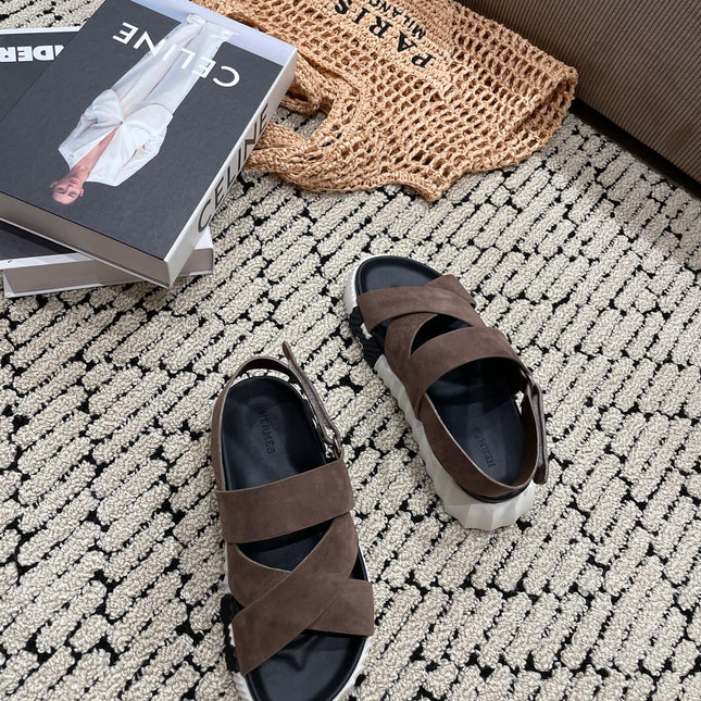 ELECTRIC SANDAL BLACK MIX BROWN SUEDE