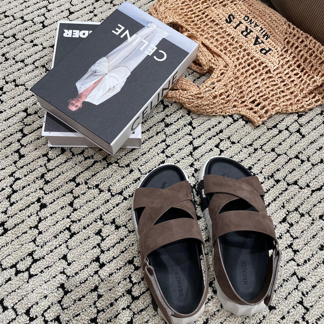ELECTRIC SANDAL BLACK MIX BROWN SUEDE