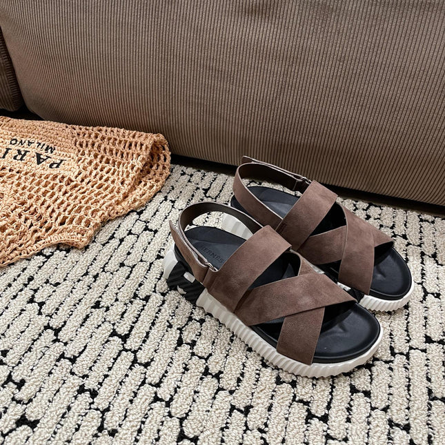 ELECTRIC SANDAL BLACK MIX BROWN SUEDE