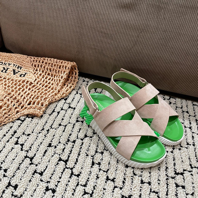 ELECTRIC SANDAL GREEN MIX LIGHT GRAY SUEDE