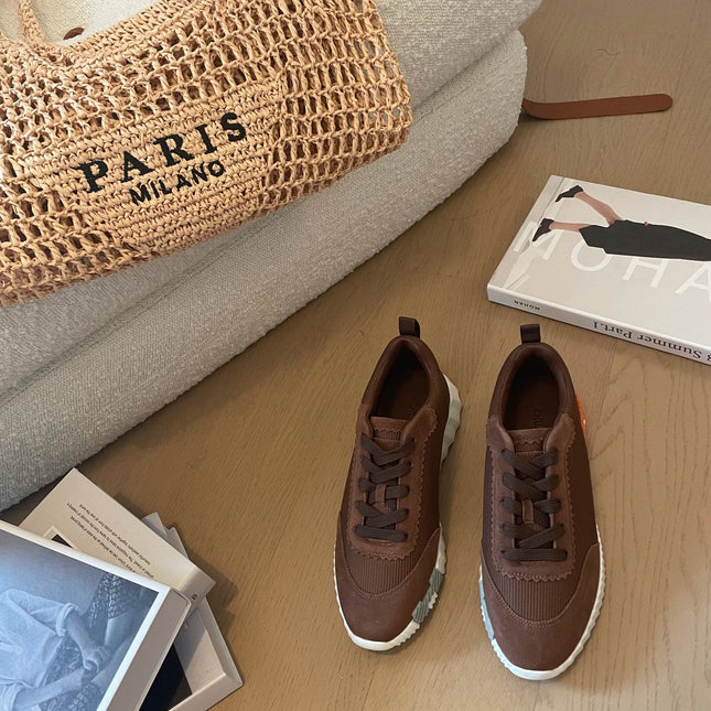 BOUNCING SNEAKERS BROWN CALFSKIN WITH BROWN LACES