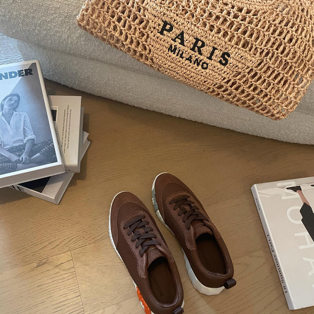 BOUNCING SNEAKERS BROWN CALFSKIN WITH BROWN LACES