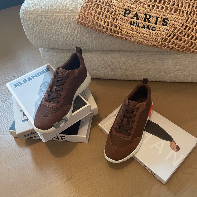 BOUNCING SNEAKERS BROWN CALFSKIN WITH BROWN LACES
