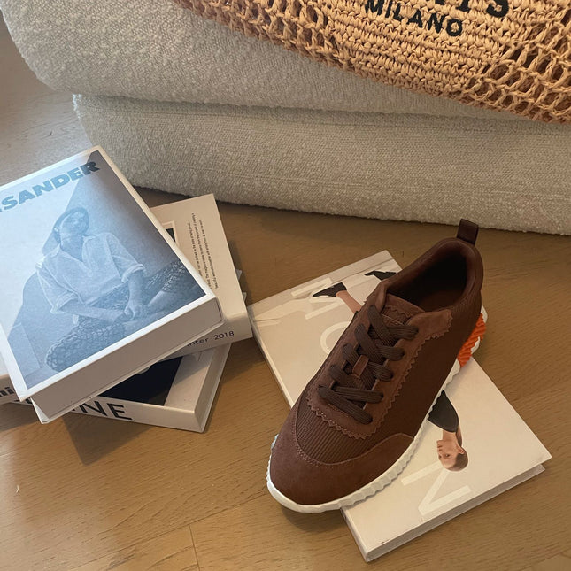 BOUNCING SNEAKERS BROWN CALFSKIN WITH BROWN LACES