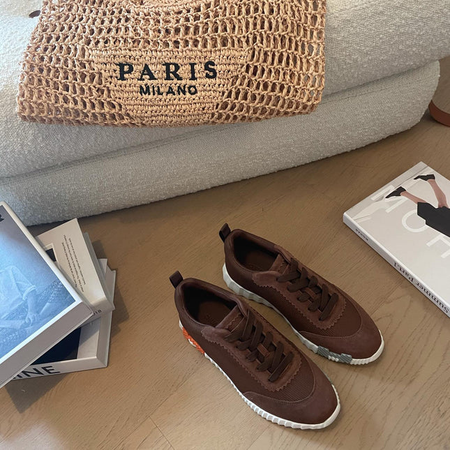 BOUNCING SNEAKERS BROWN CALFSKIN WITH BROWN LACES