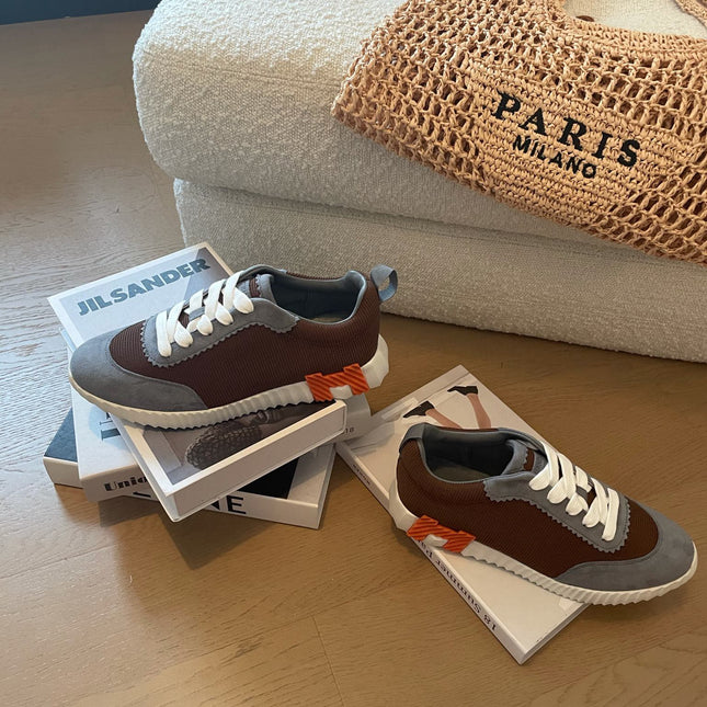 BOUNCING SNEAKERS GRAY MIX BROWN CALFSKIN