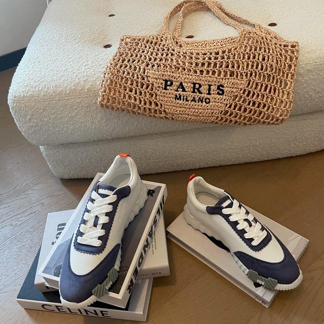 BOUNCING SNEAKERS LIGHT GRAY MIX NAVY CALFSKIN
