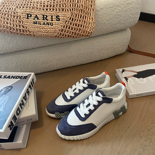 BOUNCING SNEAKERS LIGHT GRAY MIX NAVY CALFSKIN