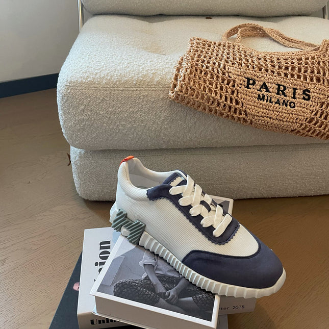 BOUNCING SNEAKERS LIGHT GRAY MIX NAVY CALFSKIN