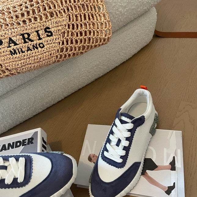 BOUNCING SNEAKERS LIGHT GRAY MIX NAVY CALFSKIN