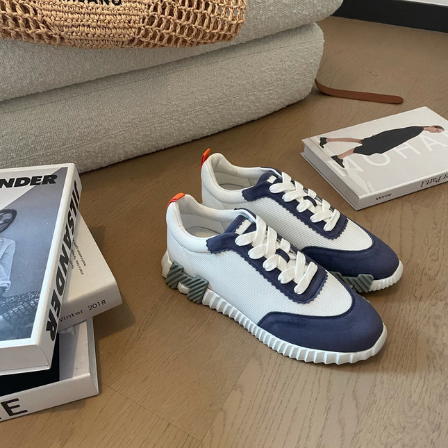 BOUNCING SNEAKERS LIGHT GRAY MIX NAVY CALFSKIN