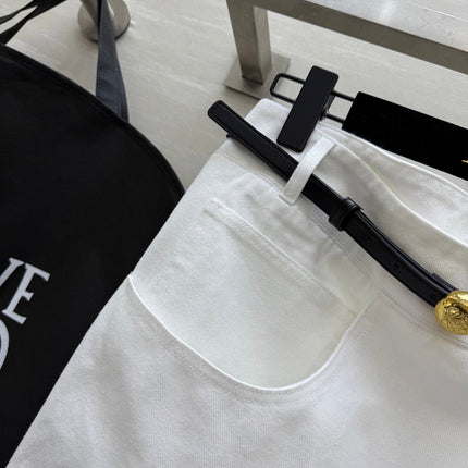 Loewe 25 Belt Skirt White Cotton