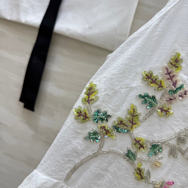 CC Retro Floral Dress White Cotton