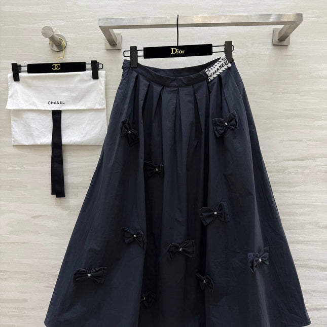 CC Bowknot Skirt Black Cotton