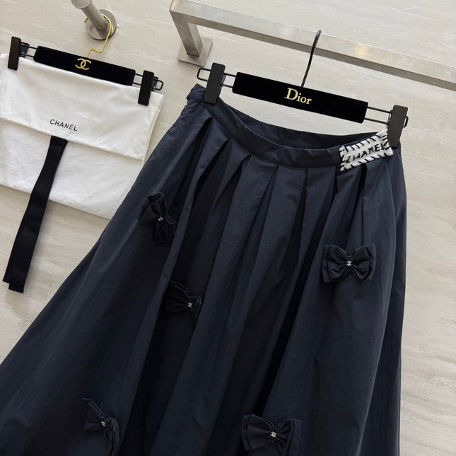 CC Bowknot Skirt Black Cotton