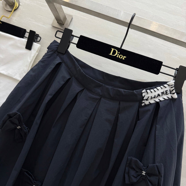 CC Bowknot Skirt Black Cotton