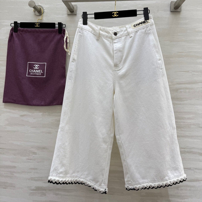 CC Beaded Jeans White Cotton
