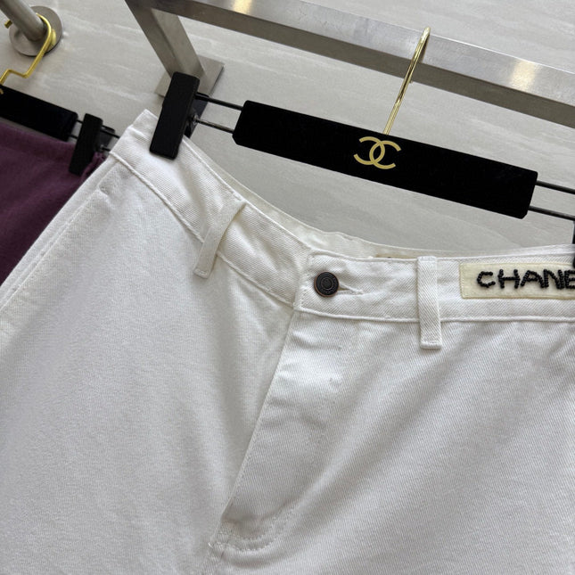 CC Beaded Jeans White Cotton