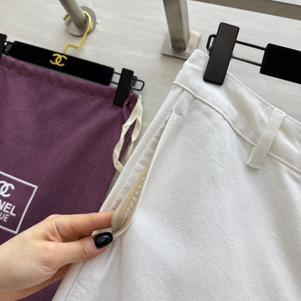 CC Beaded Jeans White Cotton