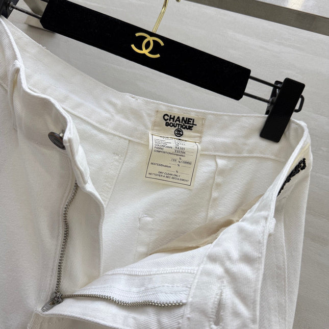 CC Beaded Jeans White Cotton
